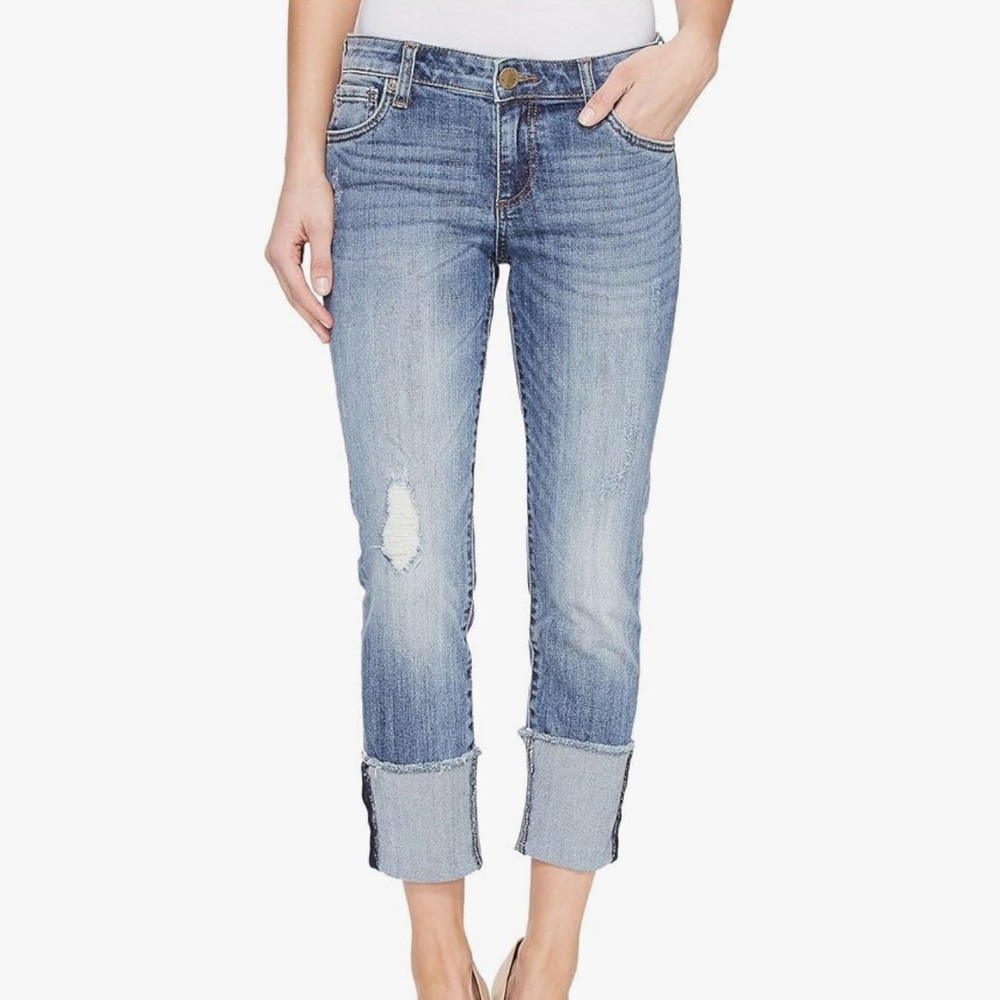 KUT from the Kloth Cameron roll cuff straight leg jeans Size 6